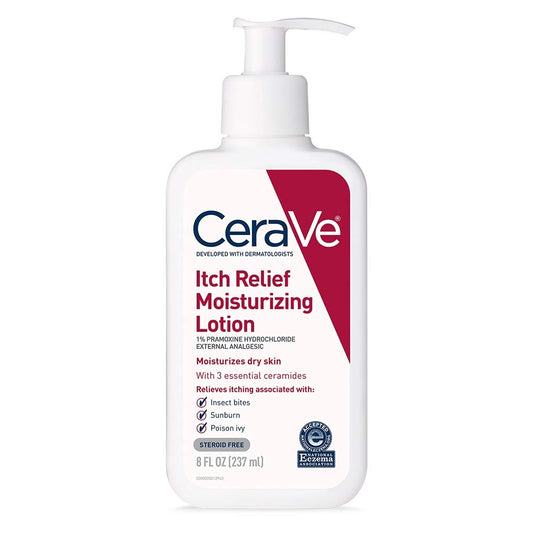 CeraVe Moisturizing Lotion for Itch Relief (237ml) – Dermatologist-Recommended Hydration